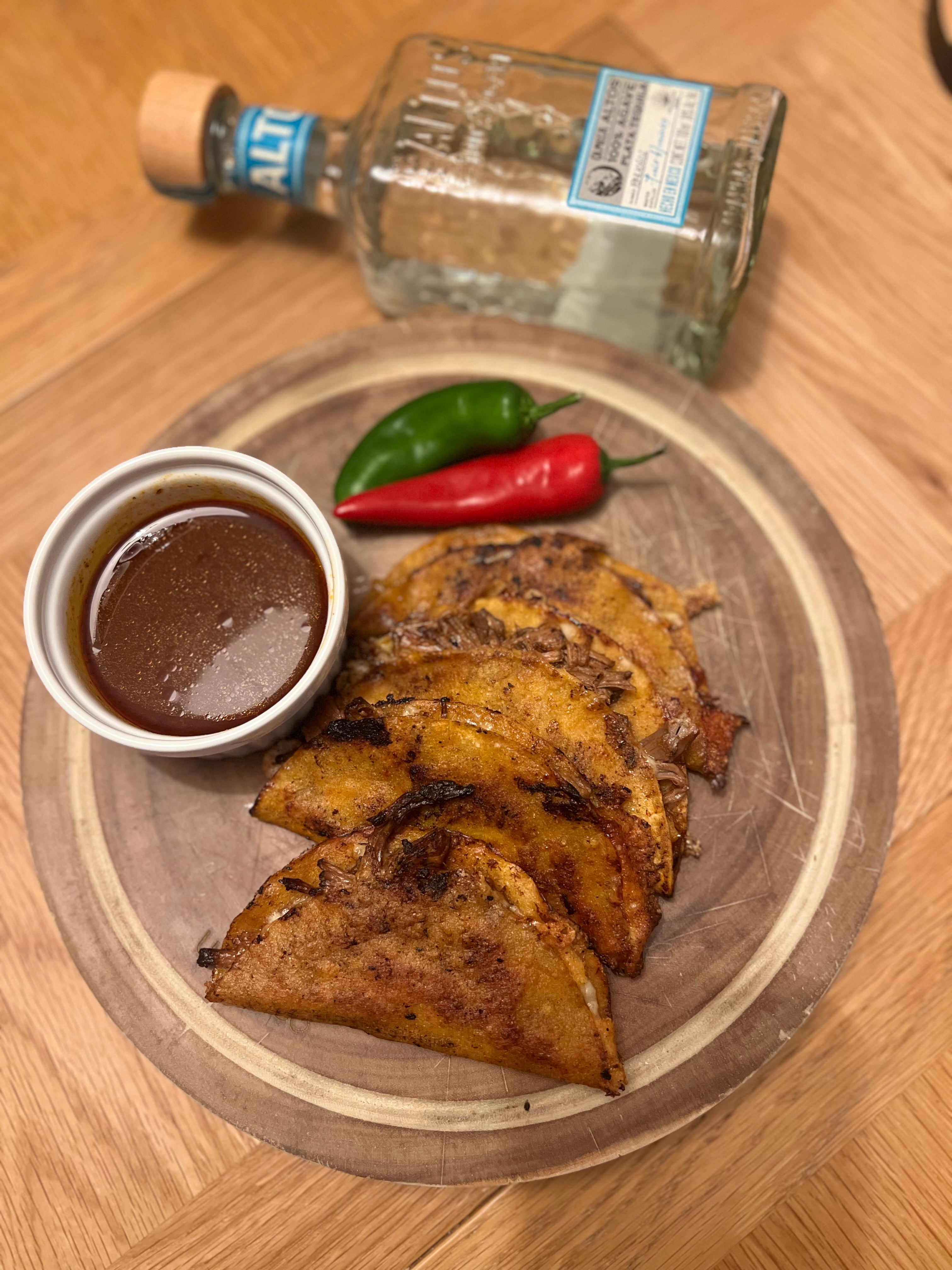 10 beef birria tacos with consommé